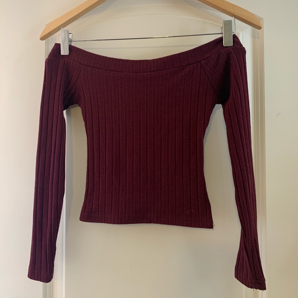 Wine off the shoulder long sleeve